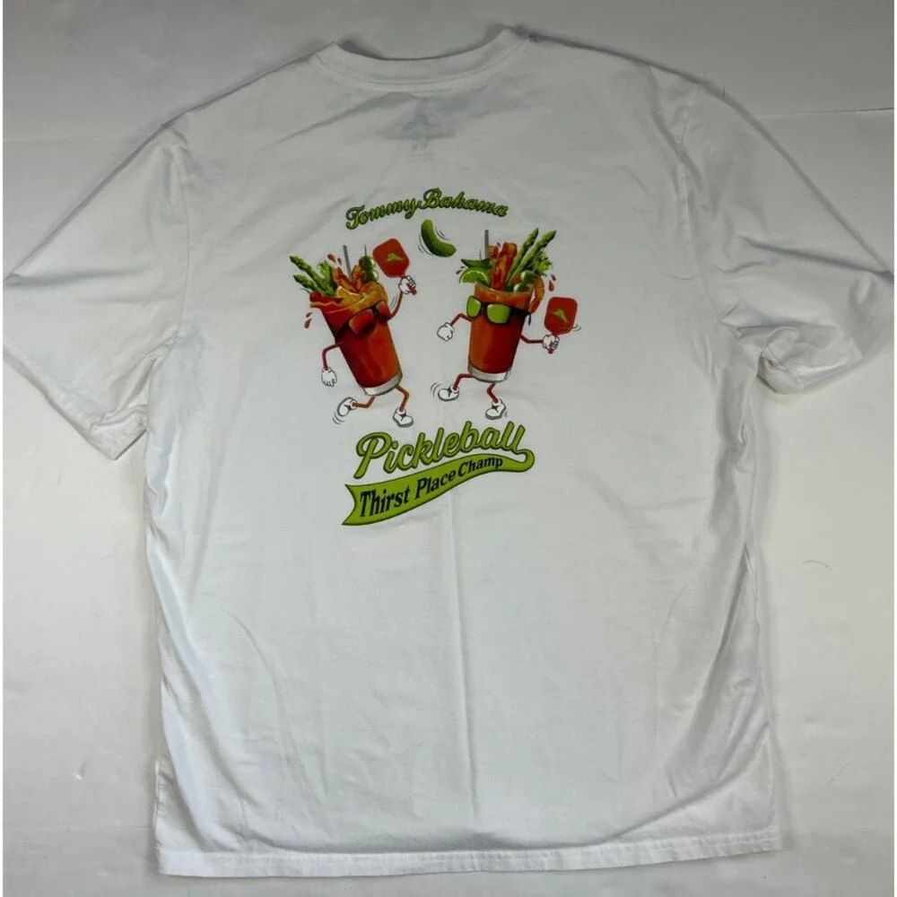 Tommy Bahama T-Shirt Men's Medium SS White Pickleball Thrist Place Champ